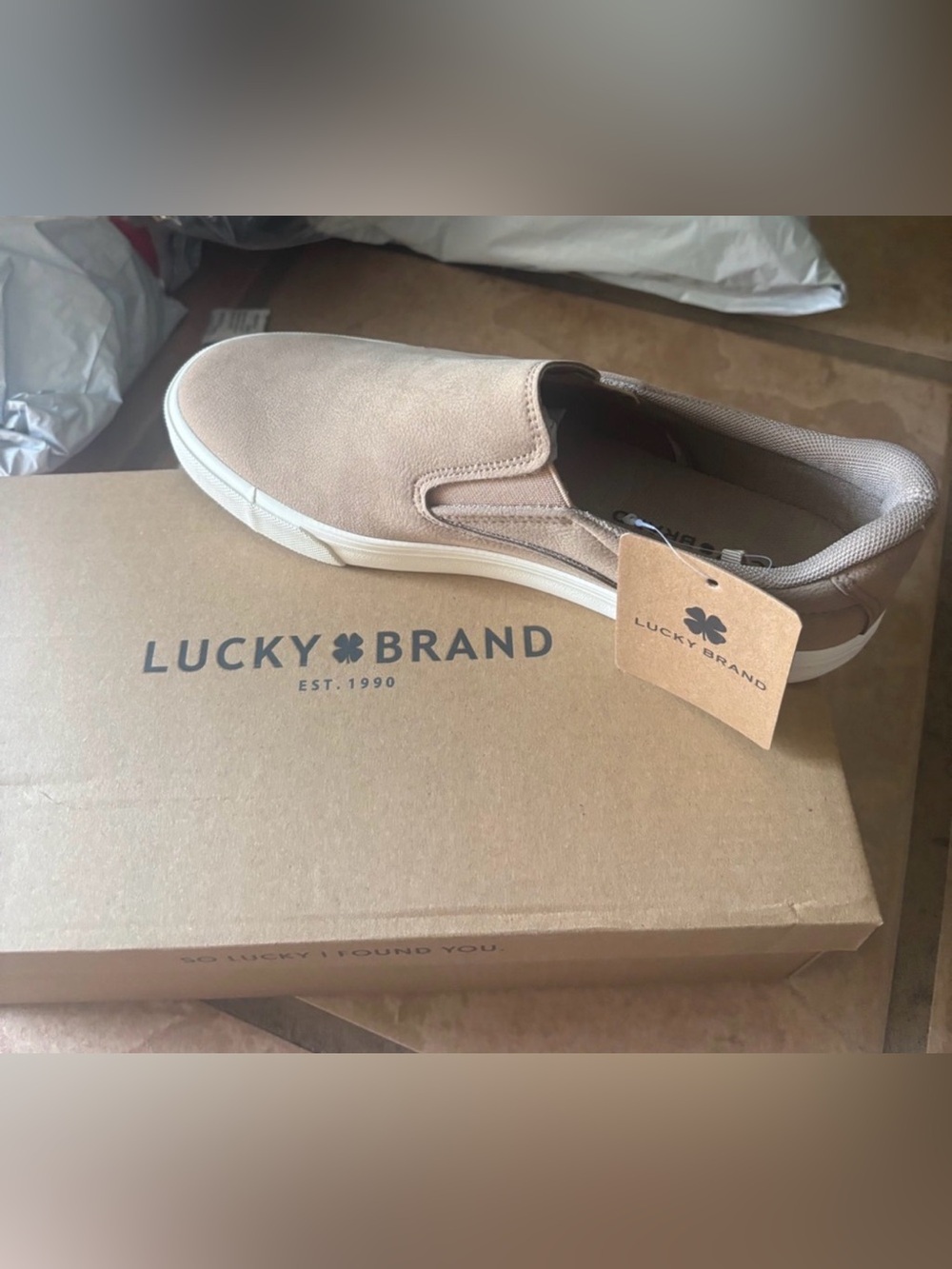 Lucky Brand Men’s Beige Slip-On Loafers
